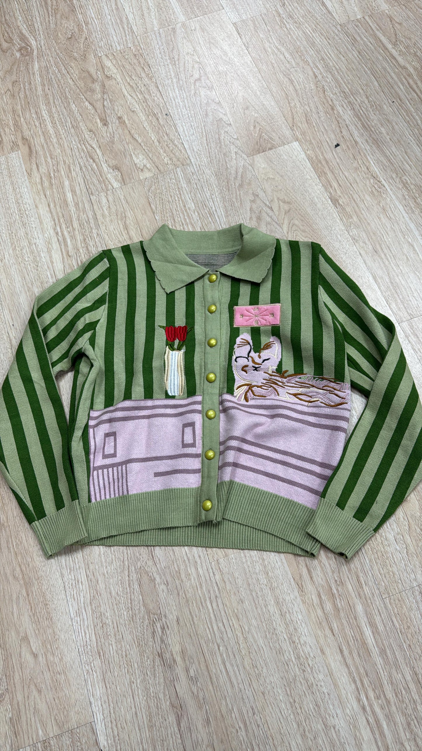 Cat green sweater