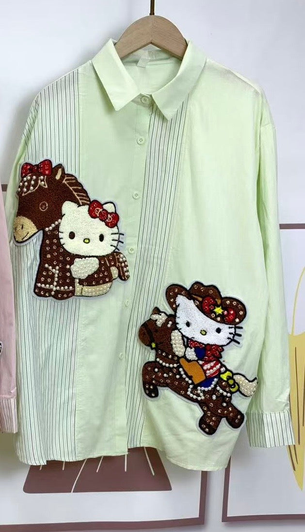 Kiti green cow girl shirt