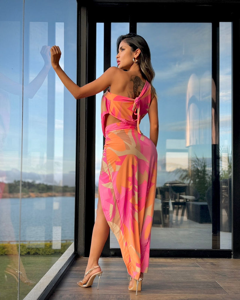 VESTIDO DESIGUAL ROSA